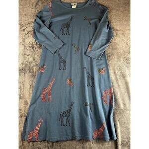 Vintage Copacabana Giraffe Print Dress Size Large Blue Gray Maxi Made in USA